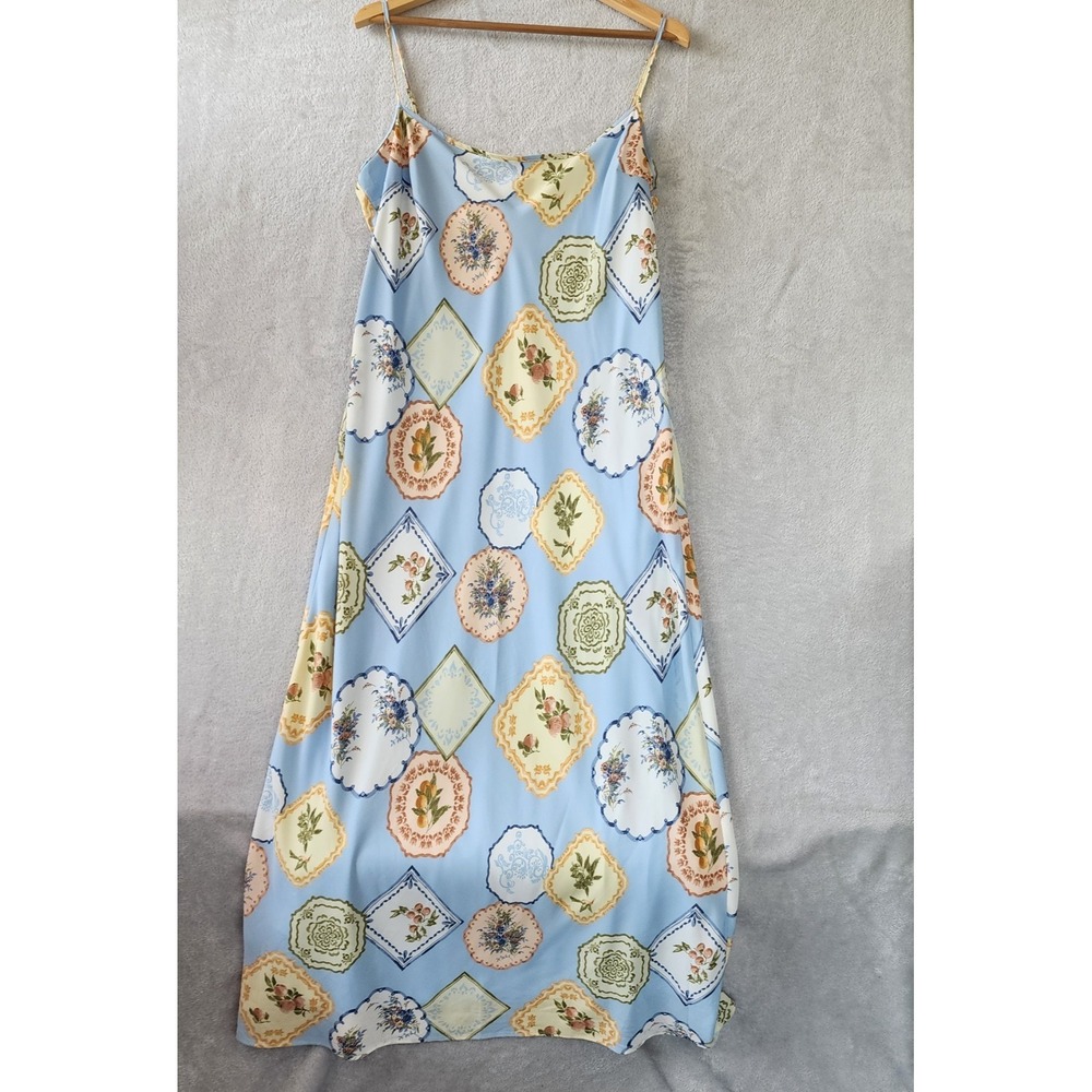 Abercrombie Fitch Slip Dress Womens Size Large Maxi Julia Antique Floral Doilie